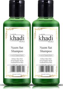 SWADESHI KHADI HERBAL Neem Sat Shampoo with Blend of Natural Herbs Keep Healthy Scalp (Pack of 2)