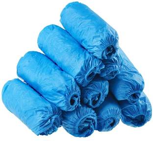 SHOESHINE Shoe Cover Water Resistant Shoes Covers - Unisex (50 Pair) Plastic Blue Boots Shoe Cover, Toes Shoe Cover, High Ankle Shoe Cover, Flat Shoe Cover