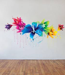 Approach home Decor 33.23 cm flower mural wall sticker 3d Self Adhesive Sticker
