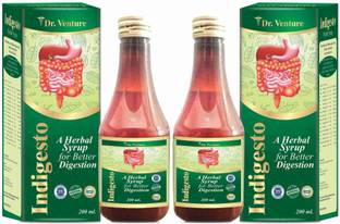 Dr Venture indigesto Syrup A Herbal Syrup For Better Digestion And Gives Relief In Gas Acidity Heart Burn And increase Appetite And Gives Normalize The Stomach Problem 200 ml pack of 2