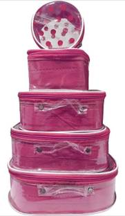 AA COLLECTION pink dot 5kit make up & jewellery Vanity Box