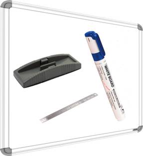 SRIRATNA Non Magnetic 2 X 3 feet Glossy White Board, One Side White Board Marker and Reverse Side Green Chalk Board Surface Whiteboard with 1 Marker, 1 Scale 30cm And 1 Duster, Whiteboards and Duster Combos