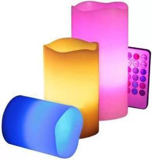 Advait Incorporation Real Wax Flameless LED Luma Candles with Remote Control Timer Table Lamp Candle Candle