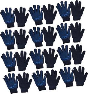 Frontier Blue on Blue Dotted Hand Gloves Washable & Reusable Pack of 12 Pairs Wet and Dry Glove Set