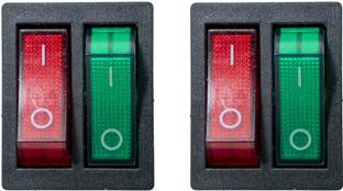 Ovicart Double Rocker Switch SPST ON-OFF 6 Terminals Red, Green light 16A Electronic Components Electronic Hobby Kit