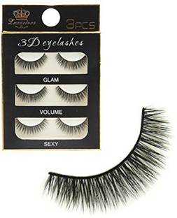Futurekart 3 Pairs Black Handmade Natural 3D Thick Long False Eyelashes