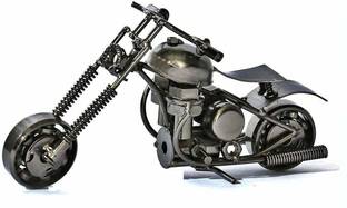 SHRUN CRAFT ND BEAUTY Metal Handmade Vintage Motor Bike Miniature 16 cm Long Decorative Show Piece for Living Room, Home, Office Table, Dinning Table Decorative Showpiece  -  16 cm