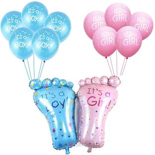 SOI Printed It’s a Girl & Boy Printed Baby Feet Foil Balloons Combo Kit For Baby Shower Decoration / Welcome Baby Party Decorations / Baby Shower Decoration Balloon / Maternity shoot Props Balloon Balloon