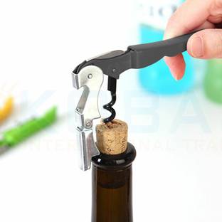TrustShip ™ 3 in One Wine Cork Opener Knife Multifunction Folding Bottle Opener | Folding Waiters Wine Bottle Corkscrew Beer Cap Opener With Black Plastic Handle Stainless Steel Bottle Opener Corkscrew Wine Opener Can Opener Bottle Opener