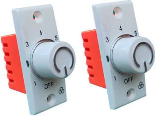 STEPZON SWITCH 7 STEP - 2 PCS Fancy Chrome FAN REGULATOR for Home & Office Step-Type Button Regulator