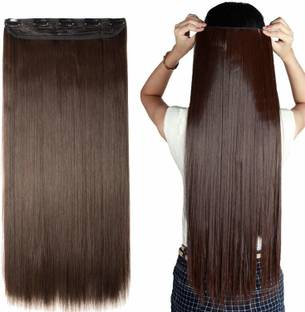 MoonEyes STRAIGHT  Extensions in Brown color 5 Clips Head 1 Piece For Women and Girls For Increase Instant  Length , 24 inch Hair Extension