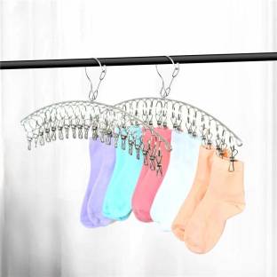 Urbanware Stainless Steel Rust-Free Drying Hanger Clothes Hanger with 20 Clip/Hooks Hanger for Windproof Baby Cloth Socks Lingerie Dryer Rack (20 Clips) Stainless Steel Cloth Clips