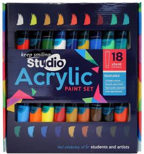 keepsmiling izone Acrylic Paint Set 18 Colours 30ml, Perfect for Canvas, Wood, Fabric, Leather, (set of 18)