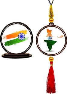 GiftzLane I Love My India Car Dashboard Idol & Car Hanging Showpiece Combo Showpiece / Figurine Decorative Showpiece  -  9 cm