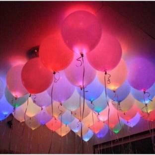 PREMIUM PARTY SHOP Solid LED Light Up Balloons Balloon (Multicolor, Pack of 25) Balloon