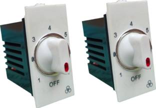Hiru MODULAR FAN REGULATOR - 2 PCS 7 STEP FAN REGULATOR for Home & Office Step-Type Button Regulator