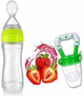 GRAYSEE Baby Silicone Food Feeder And Fruit Nibbler Combo Teether and Feeder Teether and Feeder (Blue)  - Silicone