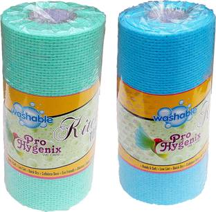 mitawa Combo of 2 Washable Non Wowen Kitchen Towel Set Green and Blue