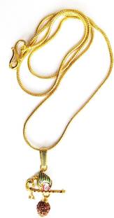 Maaji Lord Krishna Symbols Peacock Pendant Hindu Fashion necklace Chain Gold-plated Plated Alloy Chain Set