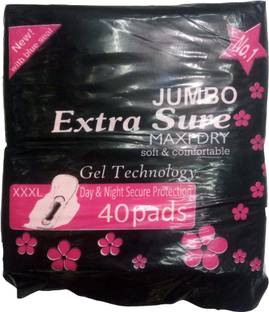 Extra Sure Sanitary Pad Jumbo XXXL Full Size Pack of 40 Sanitary Pad