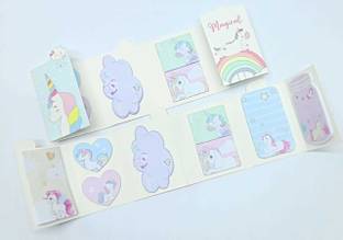 Tera13 10 cm Unicorn Sticky Notes Stylish Sticky Notes Book Shape Sticky Notes Stick Marker Removable Sticker