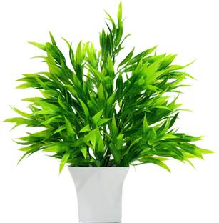 DecoreBugs Bamboo Leaves Artificial Plant  with Pot