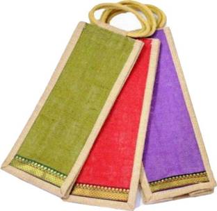 Sheen Jute bag for bottle combo of 3 Multipurpose Bag
