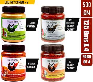HEALTHY PANDA Peanut Garlic Chutney Powder / Groundnut Chutni Powder / Shenga Chatni, Fenugreek Chutney Powder / Methi Chutney / Metkut Chatni / Molaga Podi / Idly Dosa Chatani / Podi Chutni , Dry Coconut Garlic Chutney / Khobra Lasun Chatni / Kobbari Chatani / Dry Nariyal Chutni and Hot Garlic Chutney / Lasun Chantni / Belloli Chatani / Chilli Garlic Chutni Chutney Powder