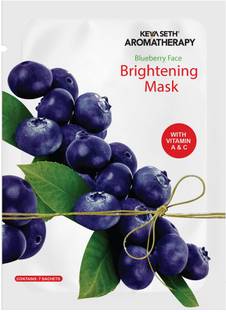 KEYA SETH AROMATHERAPY Blueberry Face Brightening Mask, Vitamin C & A, Chamomile Extract for Skin Lightening & Nourishing Face Sheet Mask
