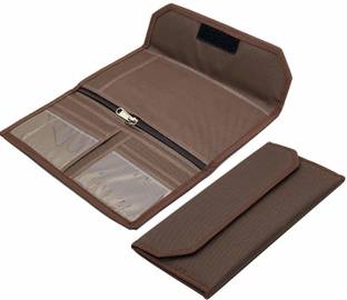 Anicca Nylon Expanding Brown Cheque Book Holder Passbook Passport holder Travel Organizer