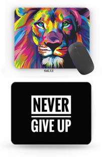 SMULY COMBO PACK OF COLOURFULL LION & NEVER GIVE UP Non Slip Base Mousepad