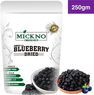mickno organics 250g Whole Dried Blueberries Rich Source of Antioxidants, Ready to Eat Snack Blueberry Blueberry