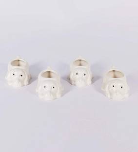 Lyallpur Stores Plant Container Set White Color, Dog Shape Small Ceramic Gamla Planter For Living Room, Indoor & Outdoor Plant. (Pack Of 4, Plant Not Included) Plant Container Set