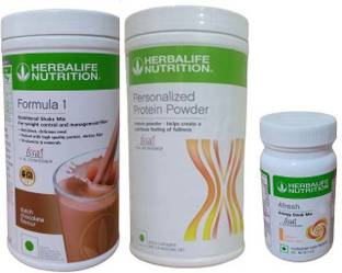 HERBALIFE F1 Chocolate + PP 400 Gm + AFRESH Peach FOR Weight Loss Plant-Based Protein
