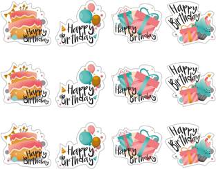 D2C Happy Birthday Stickers in 5 Designs Birthday Party Stickers for Gift Wrapping Self Adhesive Paper Label