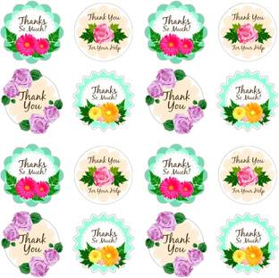 D2C Floral Print Round Label Thank You Sticker/Labels Decorative Sealing Stickers Self Adhesive Paper Label