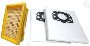 Rodak One HEPA Filter and Two Fleece Filter Bags Tear Resistant, Compatible with Karcher Vacuum Cleaner WD4, WD5, WD 6, Imported Vacuum Cleaner Bag