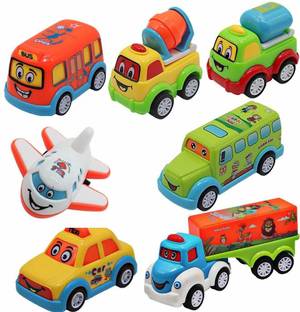 Galactic New Unbreakable Pull Back Vehicles| Push and Go Crawling Toy Children, Power Friction Cars for 3+ Years Old Boys|Girls (Set of 7) Best Gift Child