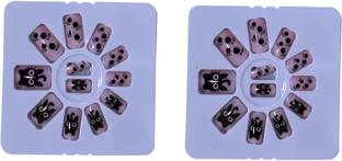 Beautica Artificial Nails Trendy Fake Designer False Nails Extension-Nakli Nakhun-72 Black & Light Pink