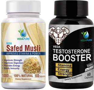 Vedapure Testosterone Booster 60 capsules + Organic Safed Musli 90 capsules (COMBO PACK)