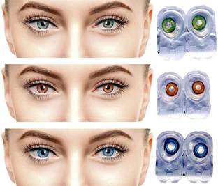 Gold Look blue green Honey color contact lens ( Zero Power)