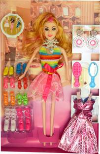 RUDRANSH Sweet Happy Girl With Doll Dresses Set For Kids (Multicolor) (Multicolor)