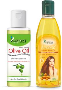 Kazima Combo of Olive Oil and Almond Herbal Hair Oil (Each 100ML) For Hair Fall Repair & Hair Fall control Hair Oil