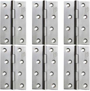 ATLANTIC Door Butt Hinges 5 inch x 1.1/4 x 12 Gauge/2.5 mm Thickness (Stainless Steel, Satin matt Finish, Pack of 6 Piece) Butt/Mortise Hinge