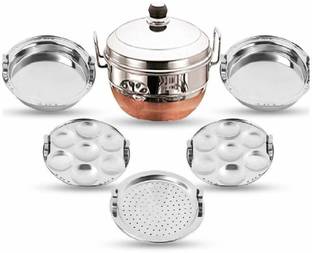 IM ENTERPRISE All-in-One Stainless Steel Idli Cooker Multi Kadai Steamer Copper Bottom With Lid, Big Size with 5 Plates 2 Idli, 2 Dhokla, 1 Patra Plate Induction & Standard Idli Maker Multi Kadhai,Pot Pan Set Combo Tope Copper Tapeli/Patila/Cookware/Dhokaliyu/Dhokla Maker, Patra Maker, Momo’s, Curries ,Handi Copper Bottom Bowl Set Dhokli Maker Set, Cooking Ware (KitchenWare/Home Appliances)Cooking Ware Cookware Combo Multi Purpose Unique Latest Design Good Quality Handi Bowl Idli Maker Paddu Maker / Dhokla Making Kadai Cooking Set Standard Idli Maker