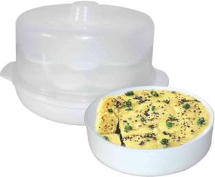 Wonder Plastic Healthy Big Idli Dhokla Maker Combo Set for Microwave , 12 Moulds & 1 Dhokla Tray ,1 Pc, Made in India Microwave Idli Maker