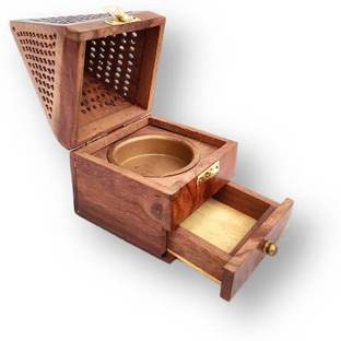 क्राफ्टकेंप Wooden Pyramid Shape Dhoop Batti, Cone burner stand वुडेन धूप होल्डर