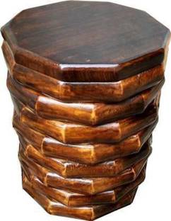 manzees Wooden Rounded Stool, Bed Side Table for Living Room and Office Decor. Solid Wood Side Table