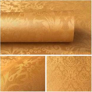 WolTop 300 cm Wall Stickers Wallpaper Golden Paradise Flowers Thick Embossed Self Adhesive Self Adhesive Sticker