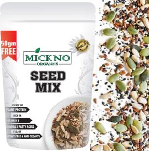 mickno organics 450 Gm 5 in 1 Super Seed Mix - Chia / Flax / Watermelon / Sunflower & Pumpkin Seeds Eating Raw Organic Golden Flax Seeds